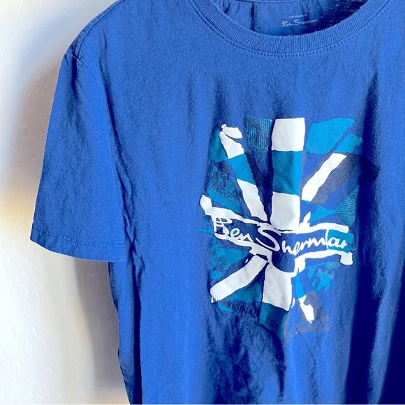 Ben Sherman Blue Union Jack Graphic Tee Shirt men unisex size large L - Picture 3 of 6